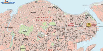 Карта улиц старой Гаваны Куба